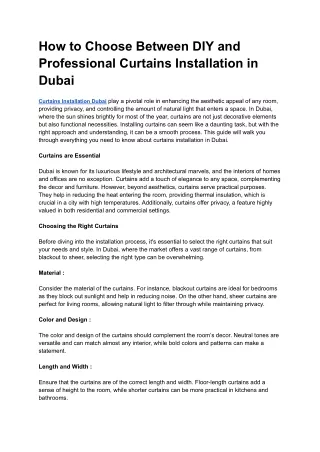 How to Choose Between DIY and Professional Curtains Installation in Dubai