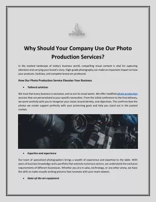 Why Should Your Company Use Our Photo Production Services?