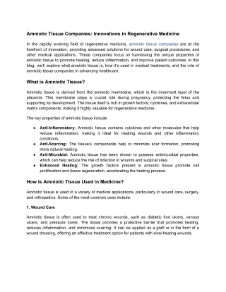 _Amniotic Tissue Companies_ Innovations in Regenerative Medicine