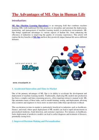 the advantages of ml ops in human life