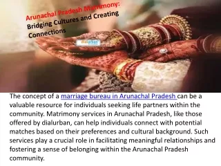 Arunachal Pradesh Matrimony: Bridging Cultures and Creating Connections