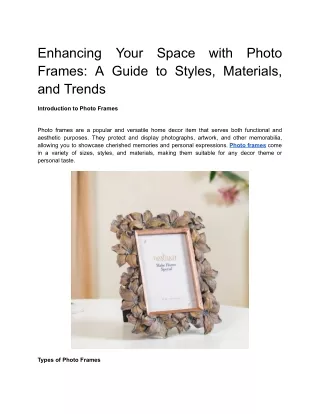 enhancing frames a guide to styles materials