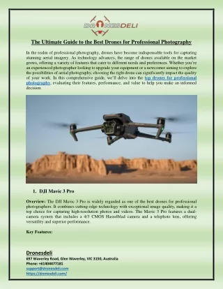 The Ultimate Guide to the Best Drones for Professional Photography
