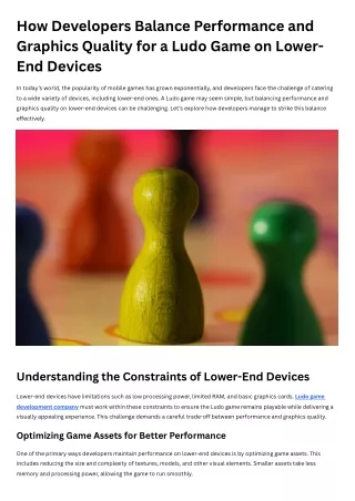 How Developers Balance Performance and Graphics Quality for a Ludo Game on Lower-End Devices