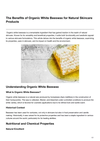 The Benefits of Organic White Beeswax for Natural Skincare Products