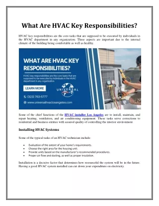 What Are HVAC Key Responsibilities?