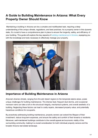 A Guide to Building Maintenance in Arizona What Every Property Owner Should Know