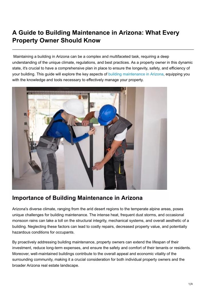 a guide to building maintenance in arizona what