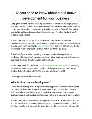 All you need to know about cloud native development for your business