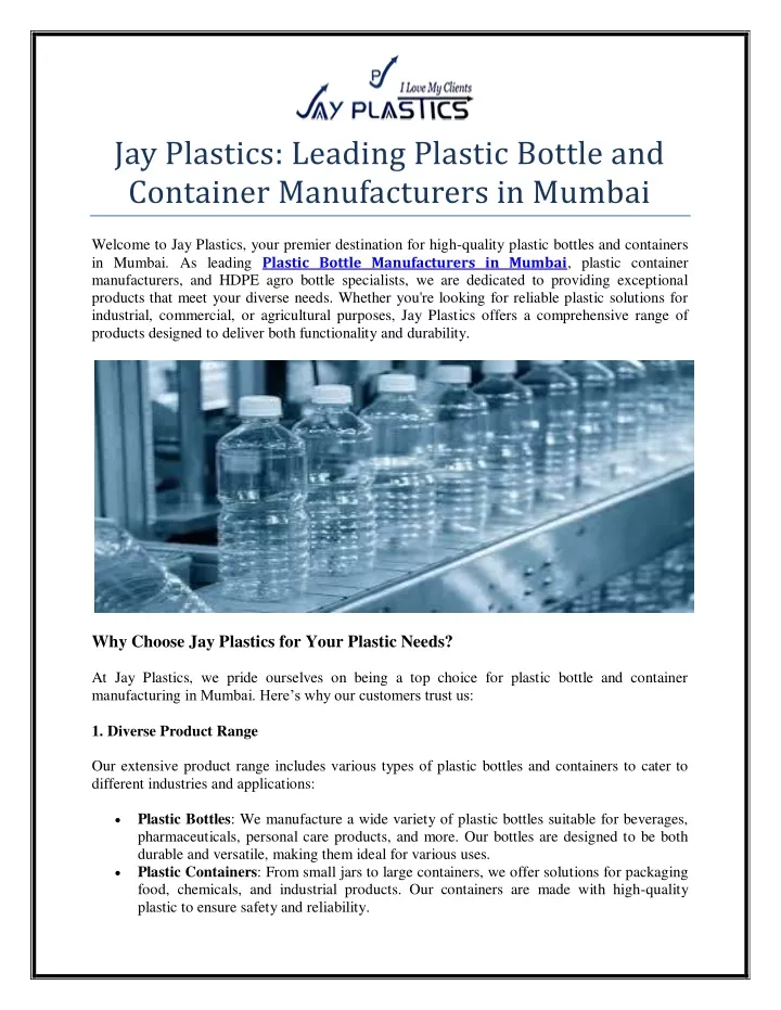 jay plastics leading plastic bottle and container