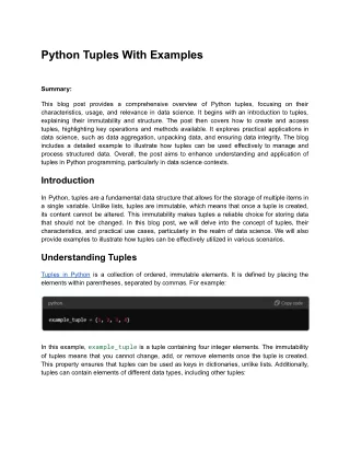 Python Tuples With Examples