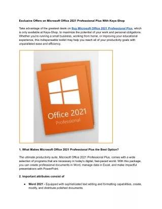 Exclusive Offers on Microsoft Office 2021 Professional Plus With Keys-Shop