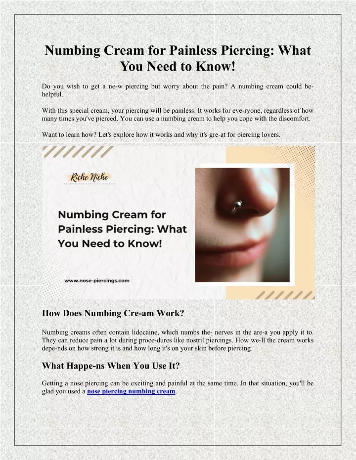 numbing cream for painless piercing what you need