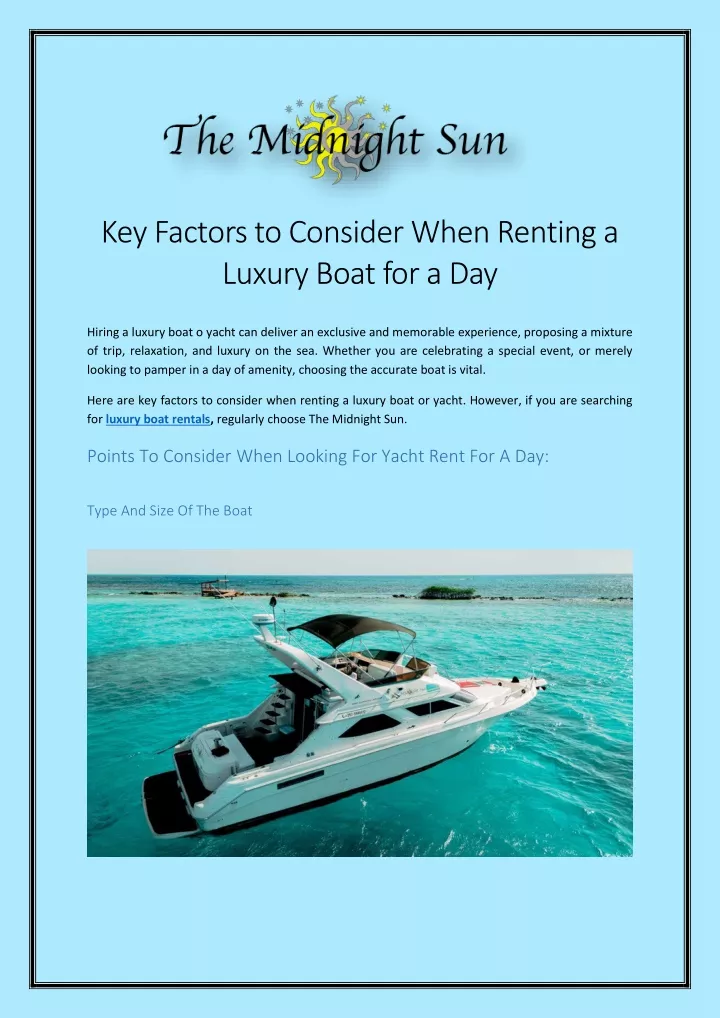 key factors to consider when renting a luxury