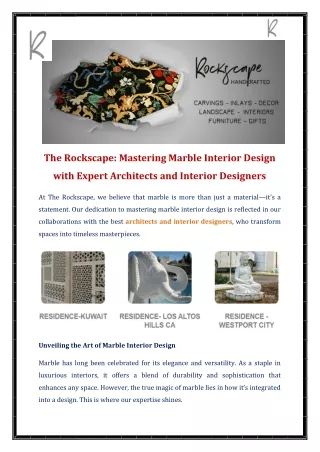 The Rockscape Mastering Marble Interior Design with Expert Architects and Interior Designers