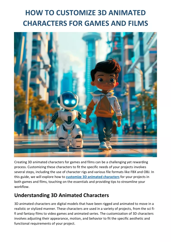 how to customize 3d animated characters for games