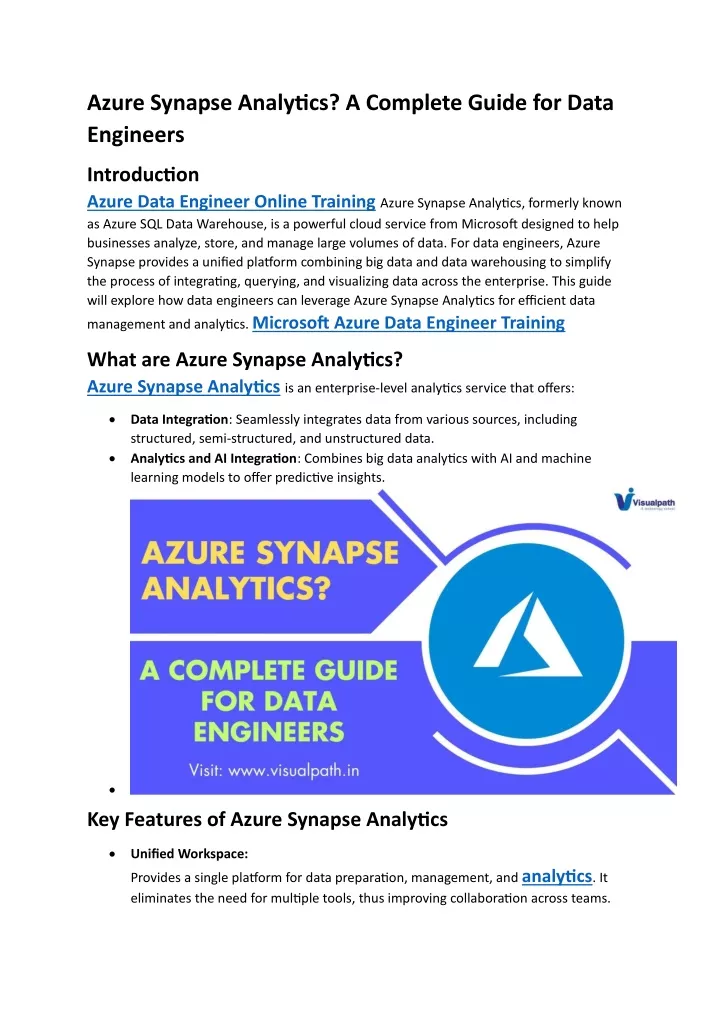 azure synapse analytics a complete guide for data