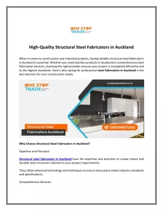 High-Quality Structural Steel Fabricators in Auckland