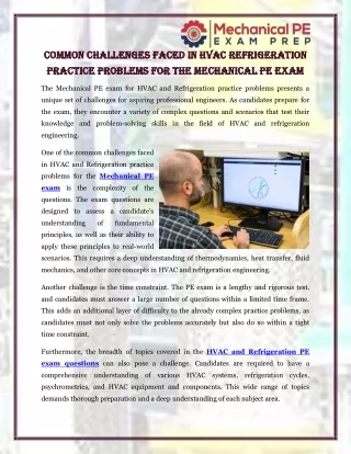 Common Challenges Faced in HVAC Refrigeration Practice Problems for the Mechanical PE Exam