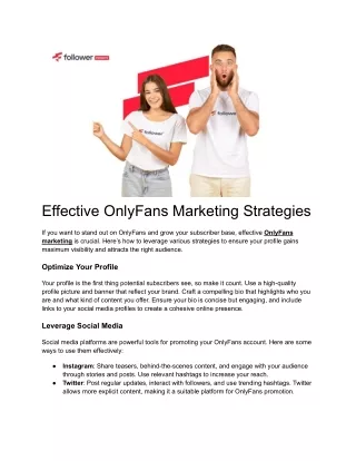 Effective OnlyFans Marketing Strategies