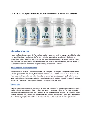 Liv Pure_ An In-Depth Review of a Natural Supplement for Health and Wellness