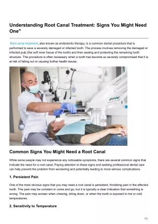 understanding root canal treatment signs
