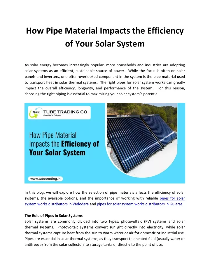 how pipe material impacts the efficiency of your