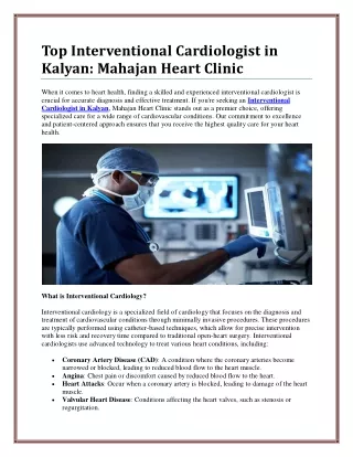 top interventional cardiologist in kalyan mahajan