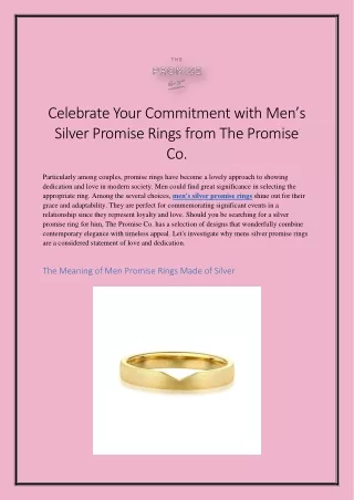 Celebrate Your Commitment with Men’s Silver Promise Rings from The Promise Co