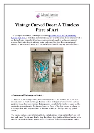 Vintage Carved Door A Timeless Piece of Art