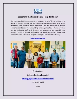 Searching the finest Dental Hospital Jaipur
