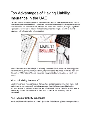 Benefits of Having Liability Insurance in UAE