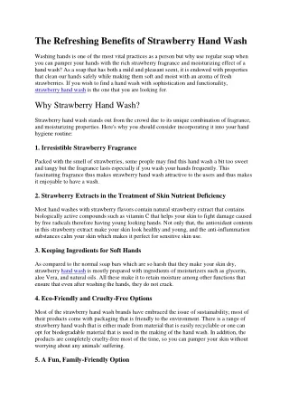 The Refreshing Benefits of Strawberry Hand Wash