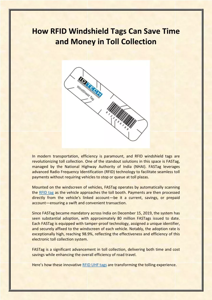how rfid windshield tags can save time and money