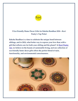 5 Eco-Friendly Home Decor Gifts for Raksha Bandhan 2024—Kavi Poetry’s Top Picks!