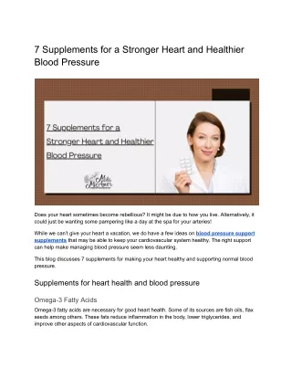 7 Supplements for a Stronger Heart and Healthier Blood Pressure