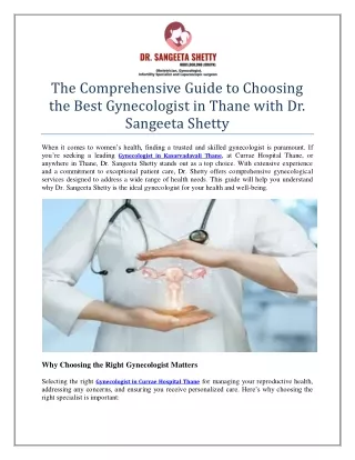 Best Gynecologist in Thane with Dr. Sangeeta Shetty