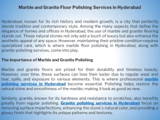 Marble and Granite Floor Polishing Services in Hyderabad