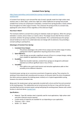 Constant Force Spring