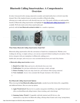 Bluetooth Calling Smartwatches_ A Comprehensive Overview