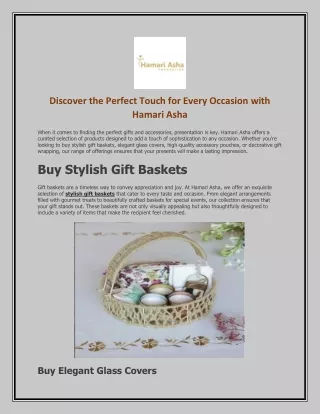 Discover the Perfect Touch for Every Occasion with Hamari Asha
