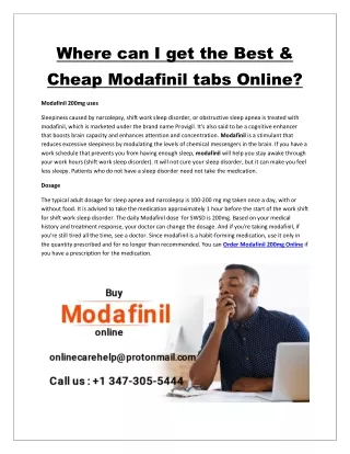 Where can I get the Best & Cheap Modafinil tabs Online?