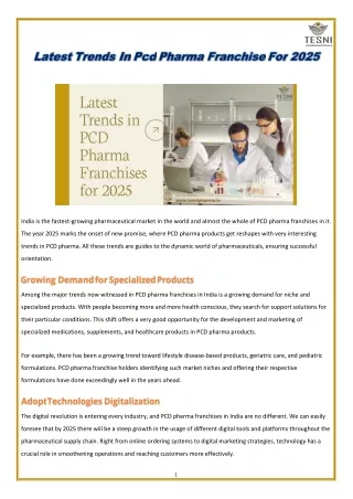 Latest Trends In Pcd Pharma Franchise For 2025