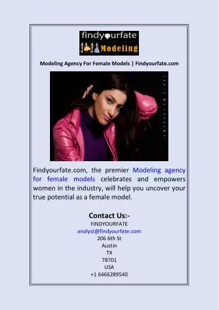 Modeling Agency For Female Models  Findyourfate.com