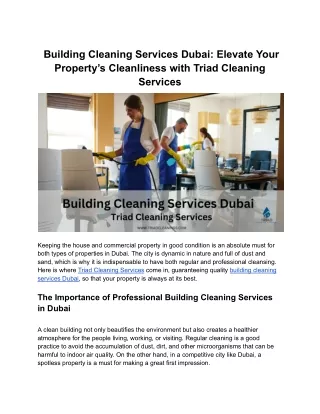 Building Cleaning Services Dubai