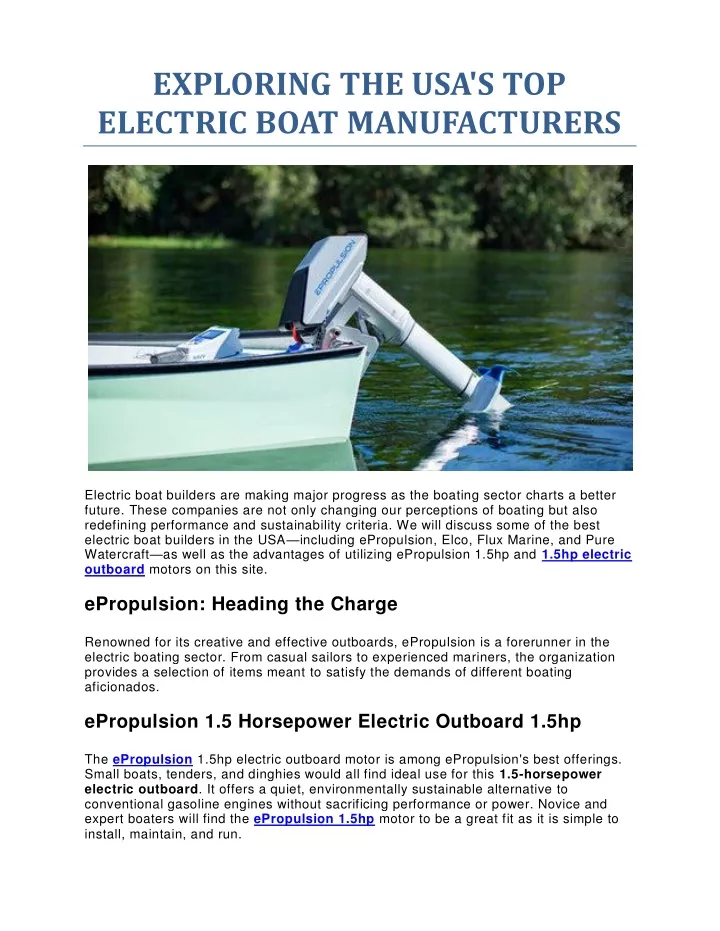 exploring the usa s top electric boat