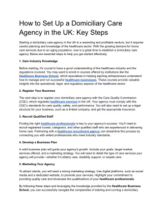 how to set up a domiciliary care agency