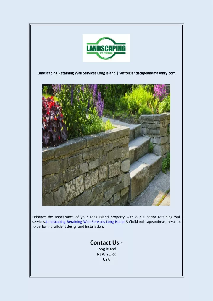 landscaping retaining wall services long island