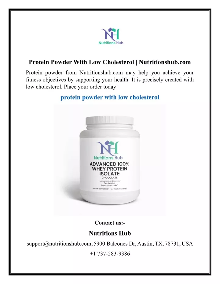 protein powder with low cholesterol nutritionshub