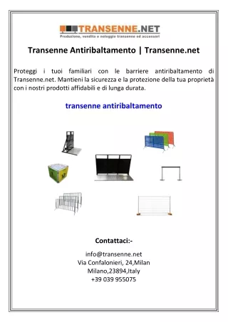 transenne antiribaltamento transenne net